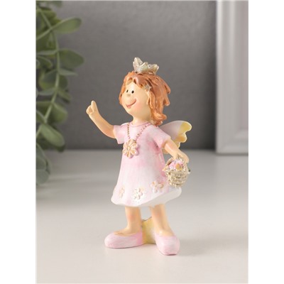 Фигурка полистоун «Принцесса-ангел в розовом платье с корзинкой цветов», 7×4×10 см