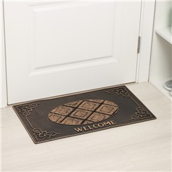 Коврик придверный Доляна Welcome, резиновый, прямоугольный, 40×70 см, МИКС