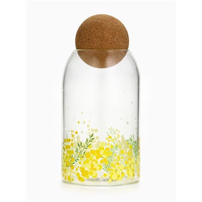 Банка стеклянная для хранения сыпучих продуктов и круп «Нежная мимоза», 800 мл