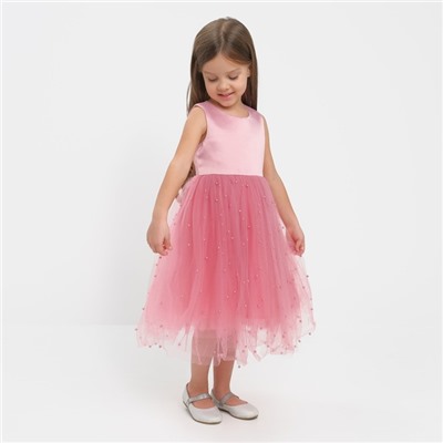 Платье нарядное для девочки KAFTAN, с бусинами, рост 134-140 см, розовое