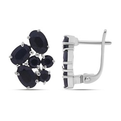 Серьги из серебра сапфир корунд, Индира