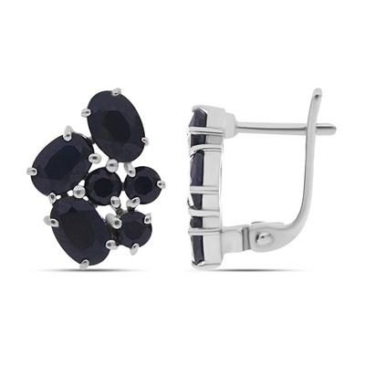 Серьги из серебра сапфир корунд, Индира