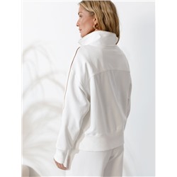 Джемпер с воротом на молнии и лампасами из футера двухнитки с эластаном