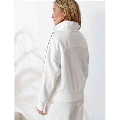 Джемпер с воротом на молнии и лампасами из футера двухнитки с эластаном