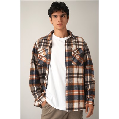 Мужская теплая рубашка в клетку Happyfox