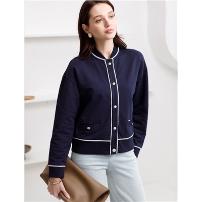 Бомбер среднего объема на пуговицах из футера двухнитки с эластаном