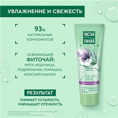 Гель-свежесть для ног Чистая линия «Снятие усталости», мята и медуница, 75 мл