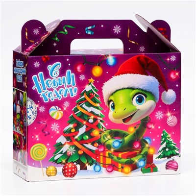 Подарочная коробка новогодняя «Серпантинки», для сладких подарков, 23×8.5×23 см