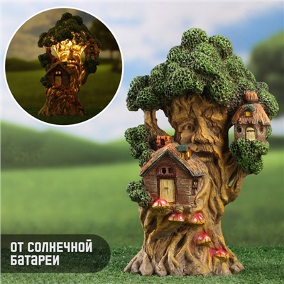 Садовая фигура - фонарь из полистоуна «Дом на дереве», 15×10×29 см