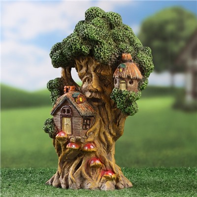 Садовая фигура - фонарь из полистоуна «Дом на дереве», 15×10×29 см
