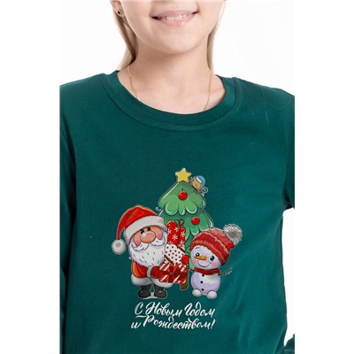 Футболка длинный рукав с новогодним принтом М225123Пз