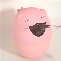 Ковш пластиковый для купания и мытья головы, детский банный ковшик «Котик», 500 мл., с леечкой, розовый