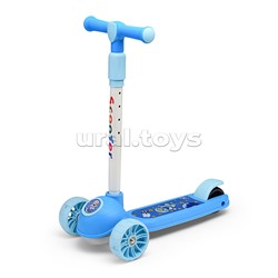 Самокат 3-х. кол., колеса световые PU, голубой, в коробке
