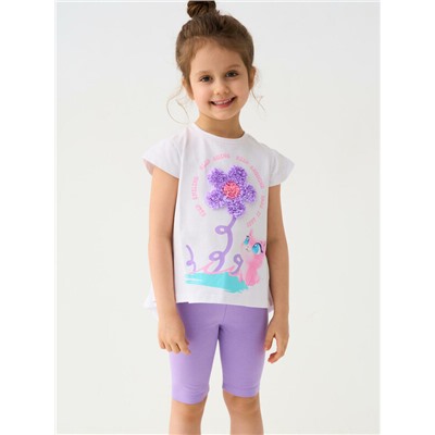 Комплект трикотажный для девочек: джемпер (футболка), брюки (легинсы укороченные)