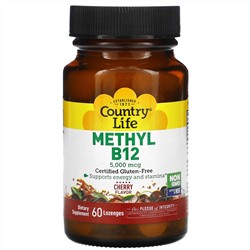 Country Life, Methyl B12, Cherry, 5,000 mcg, 60 Lozenges