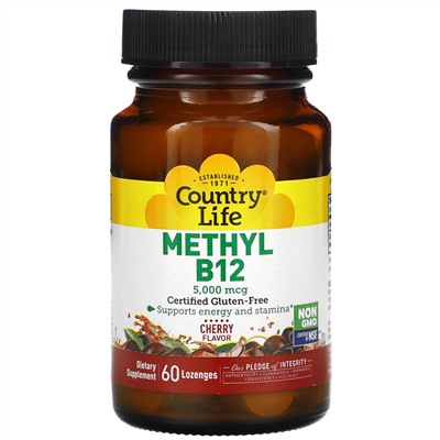 Country Life, Methyl B12, Cherry, 5,000 mcg, 60 Lozenges