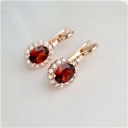 Серьги ювелирная бижутерия коллекция "Дубай" позолота, цвет камня: красный, 37162, арт.215.220