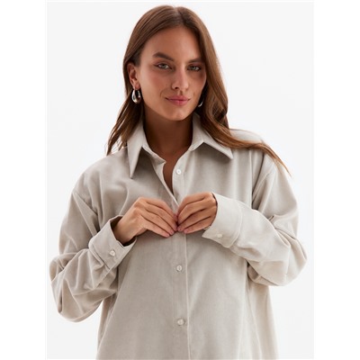 Рубашка женская MINAKU: Velvet Collection, размер 46, серо-бежевая