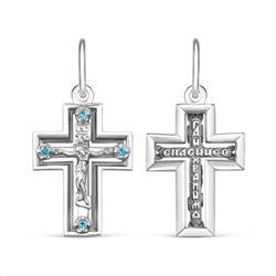 Крест из серебра с фианитами родированный - 2,7 см 925 пробы К3-563р 202