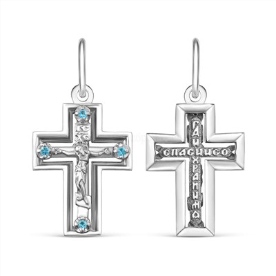 Крест из серебра с фианитами родированный - 2,7 см 925 пробы К3-563р 202