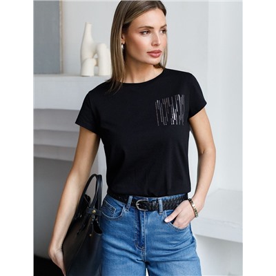 Нарядная футболка с принтом пайетками