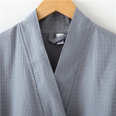 Халат вафельный мужской удлинённый Экономь и Я размер 46-48, цвет серый, 100% хлопок, 200 г/м²