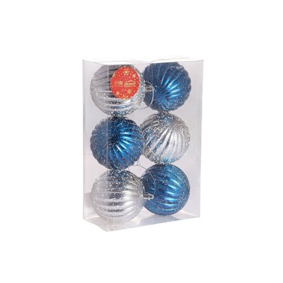 Ёлочные игрушки «Роксолана», шары новогодние, набор 6 шт., d=8 см, бело - синий
