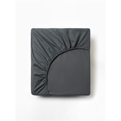 Простыня на резинке 2-спальная «Этель», 180×200+25 см, серая, поплин