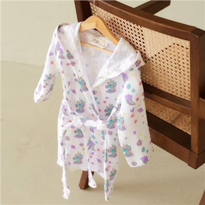 Халат детский муслиновый LoveLife «Единороги» (3 года, рост 98-104 см) 100% хлопок, 235 г/м²