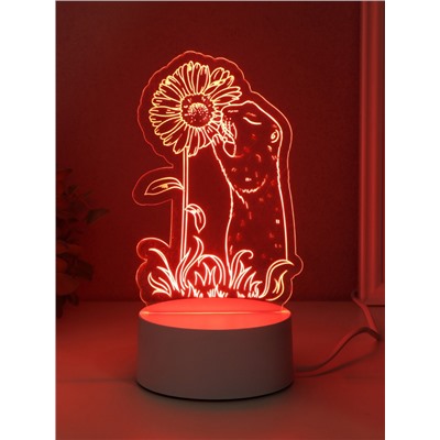 Светильник 3D RISALUX «Суслик и ромашка», LED-ночник, RGB, от сети, 9.5×10.1×17 см