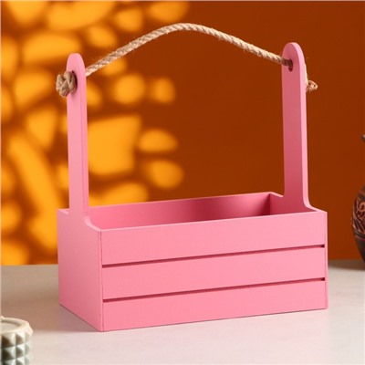 Подарочный ящик «Аром», 25.5×15×30 см, деревянный, ручка - канат, розовый