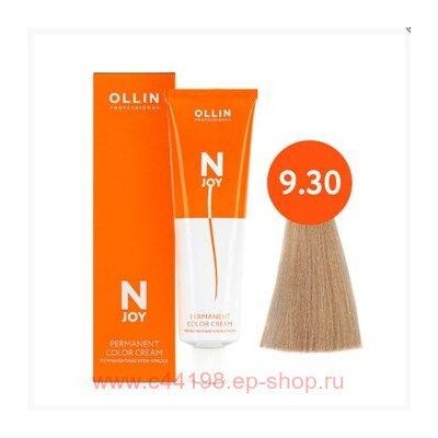 OLLIN "N-JOY" 9/30 – блондин золотистый, перманентная крем-краска для волос 100мл