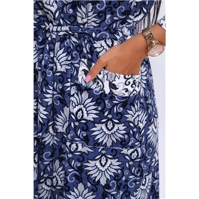 Халат 209 синий+цветы