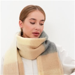 Шарф зимний объемный с кистями MINAKU, принт клетка, размер 210×38+18 см