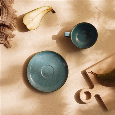 Чайная пара SL Home «Аззура», 2 предмета: чашка 300 мл, блюдце d=16.7 см, фарфор, бирюзовая