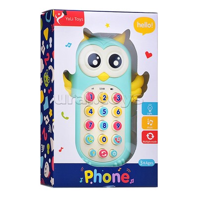 Телефон "Музыкальная совушка" на батарейках, в коробке