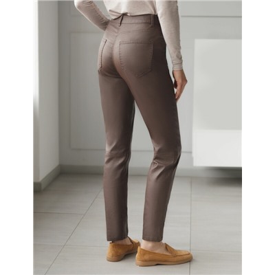 Брюки слим из эластичного хлопка с покрытием под кожу