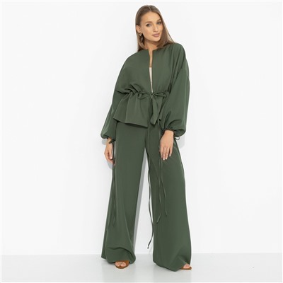 Брючный костюм для нескучного офиса, Серьезная леди (2 в 1, хаки)