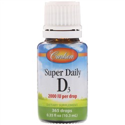 Carlson Labs, Super Daily D3, 2000 МЕ, 10,3 мл (0,35 жидк. унции)