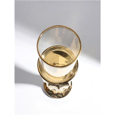 Подсвечник на 1 свечу «Версаль», керамика, стекло, d=7.5 см, золото, 10.5×10.5×44.5 см