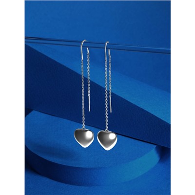 Серьги-продёвки из серебра родированные - Сердца 220-10-254р