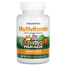 Nature's Plus, Source of Life, Animal Parade, детская жевательная добавка с мультивитаминами и микроэлементами, натуральный апельсин, 180 жевательных таблеток в виде фигурок животных