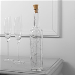 Гирлянда «Нить», 2 м, уличная, роса с пробкой, IP44, серебристая нить, 20 LED, солнечная батарея, свечение тёплое белое