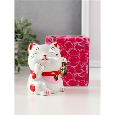 Копилка для денег «Манэки-нэко - иероглиф удача», розовый, 7.2×8.3×10 см