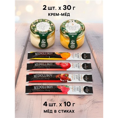 Подарочный набор новогодний «Верь в мечту»: крем-мёд 2 шт., мёд в стиках 4 шт.