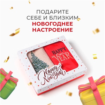 Набор полотенец «Этель. Снежная ель» 30×60 см - 2 шт., 100% хлопок, 340 г/м²