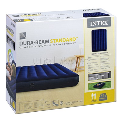 Матрас надувной Classic Downy Fiber-Tech, 152 х 203 x 25 см, 64759 INTEX