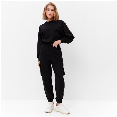 Костюм женский (брюки, свитшот) MINAKU: Casual Collection, чёрный, размер 46