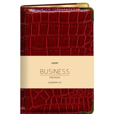 Ежедневник 2026 г. А6 352 стр. BUSINESS PREMIUM "Grand croco. Бордо" Soft Touch, кожзам ЕКП62617601 Эксмо