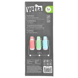 Термос VETTA "Туристический", 1 л, 3 цвета, стеклянная колба